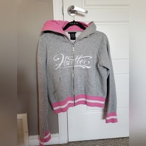 HUSTLER cropped zip up with hood